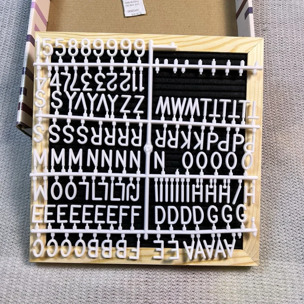 Felt Message Board 189 Letters Home Decor 11x10 Wood Frame Black New Rustic Boho